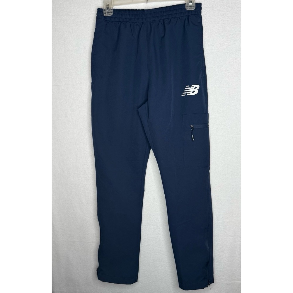New Balance Track Fleece Pants Small Navy Athletic Running Jogger Pocket EUC